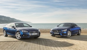 L'Audi A5 2.0 TDI de 190 ch (modèle 2016) est opposée à la Mercedes C250d Coupé de 204 ch. Dans les deux cas, les prix dépassent les 50 000 €.