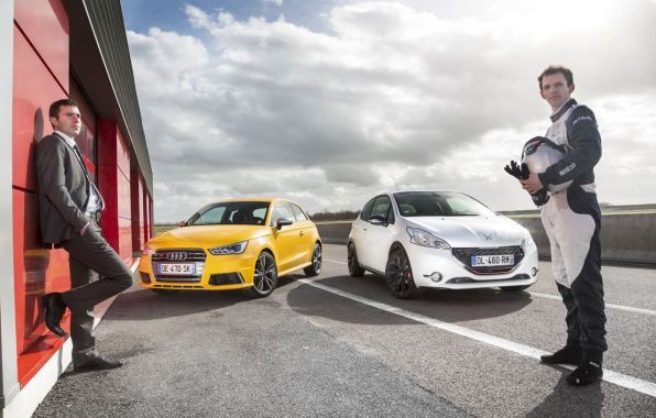 Audi S1 Quattro 2015 jaune vs Peugeot 208 GTi 30th 2015 blanche