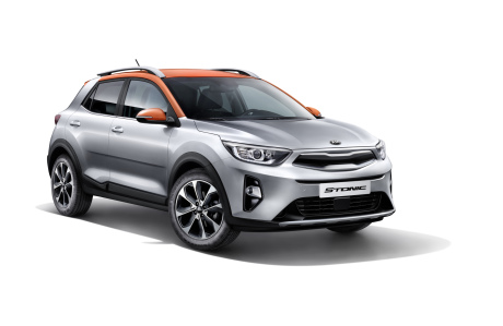 Kia Stonic vue avant gris et orange