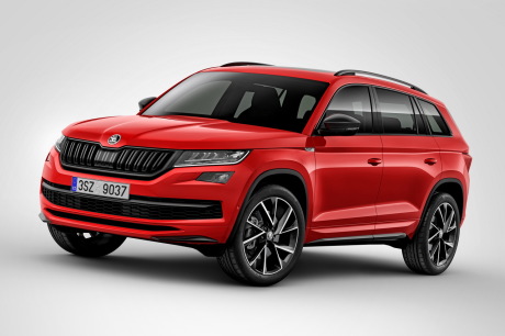 Skoda Kodiaq Sportline vue avant rouge