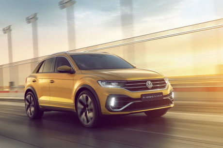 Volkswagen T-Roc vue avant jaune roulant