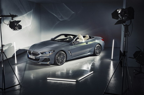 BMW 8 Series Convertible Gray Front View in the Detached Studio