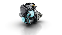 Système Hybrid Assist. L'alterno-démarreur (en bleu) est monté sur la façade accessoires du moteur.