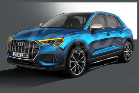nouveau Audi Q2 2 2018 illustration vue avant. phares allumés