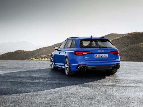 Audi RS4 Avant bleu arrière gauche