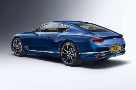 Bentley Continental GT vue arrière bleue