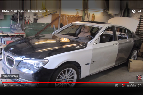 Epave BMW Série 7 reconstruite en Russie