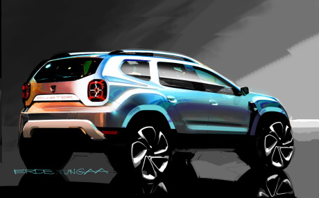 Dacia Duster sketch design vue arrière gris