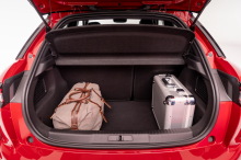 Audi A1 Sportback 2019 view of open trunk in studio on white background