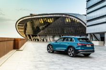 Audi e-tron blue static rear left