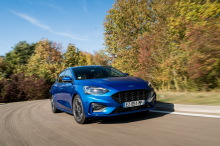 Ford Focus blue tracking shot