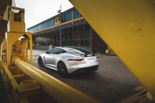 Jaguar F-Type SVR gray static rear left