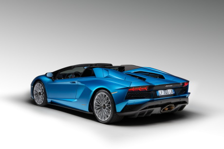 Lamborghini Aventador S Roadster 2017 vue arrière bleue