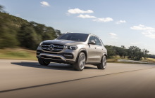 Mercedes GLE gray driving front left