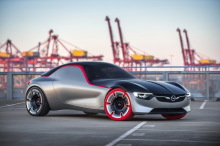 Opel GT Concept (2016) rear view in a factory