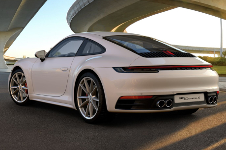 New Porsche 911 (992) 2019 rear view white