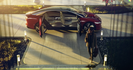 volkswagen ID Vizzion concept 2018 rouge vue de profil