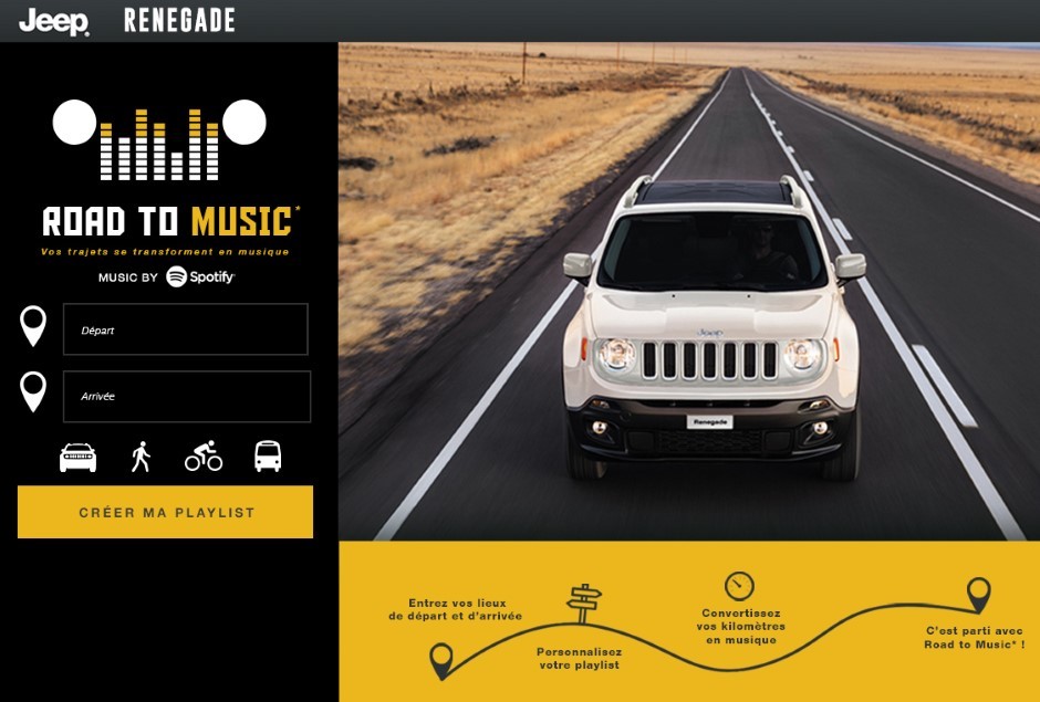 Jeep Renegade : les kilomètres deviennent de la musique avec Spotify