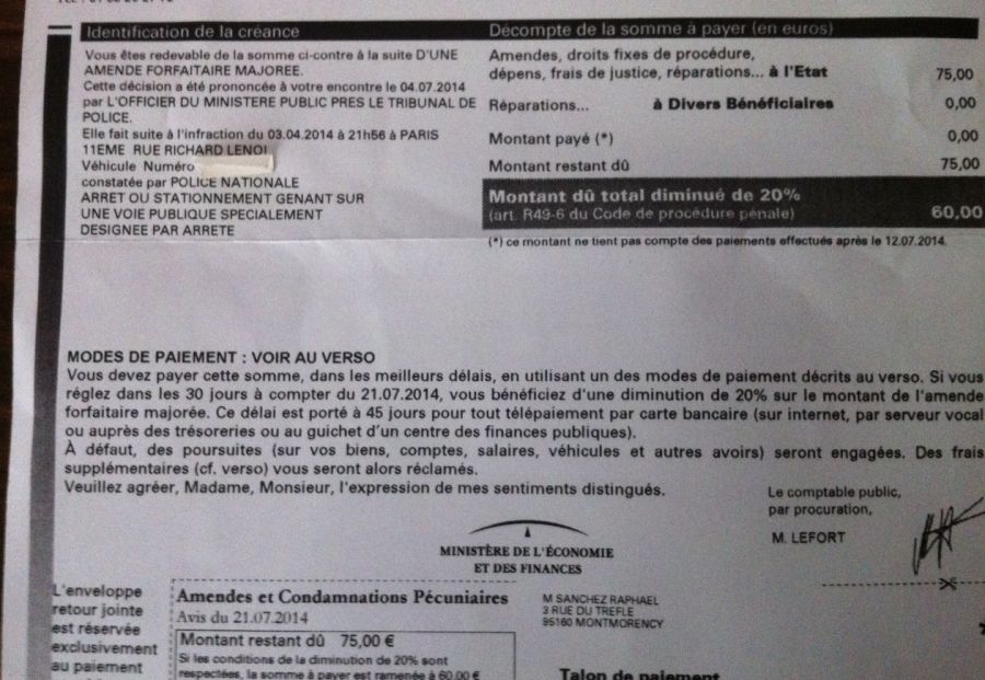 amende majorée pourquoi? et sans adresse d