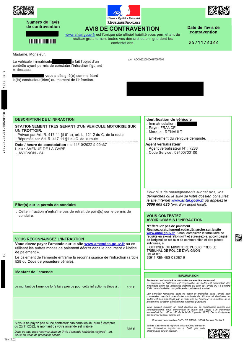 contestation stationnement très gênant sur trottoir Contravention Auto Evasion Forum Auto