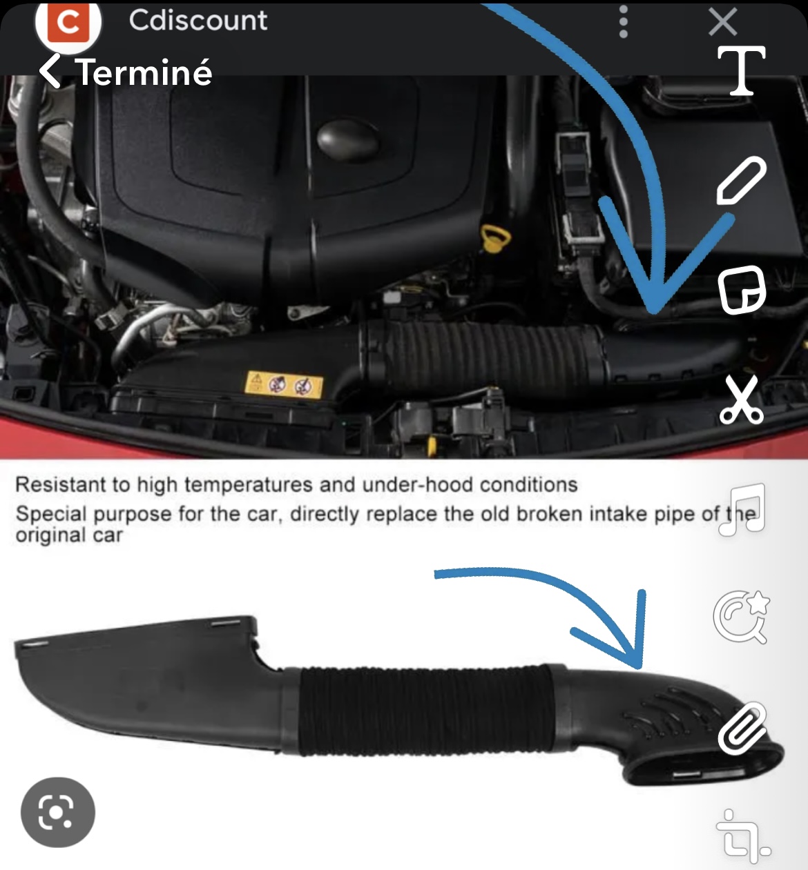 ISpchen 1 Paire De Tuyaux D'admission D'air De Voiture Compatibles Avec 2013 2014 2015 2016 Benz W166 X166 ML350 GL350 Bluetec 4Matic 3.0L V6-Diesel Tuyau D'admission 6420946897 6420948897 6Référence