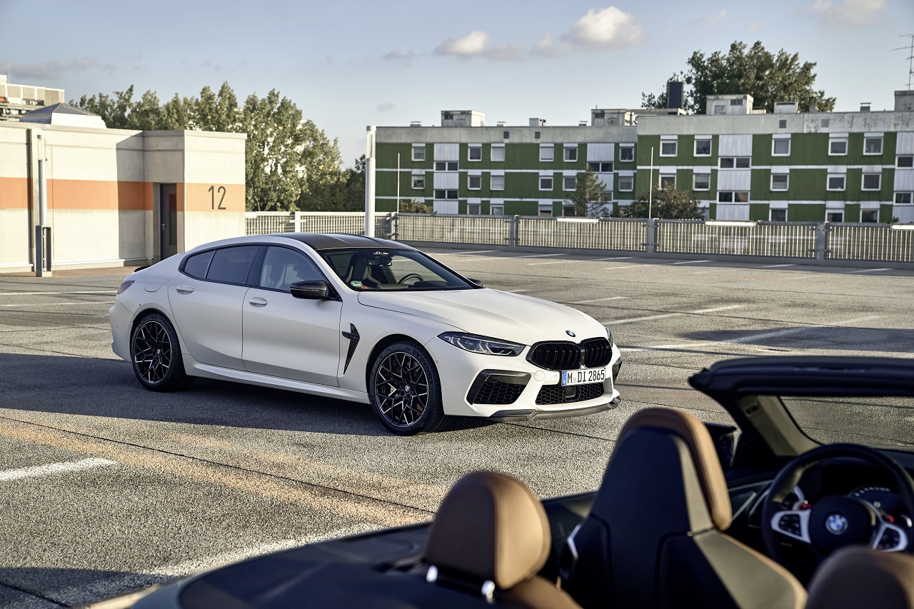 White BMW M8 Gran Coupe