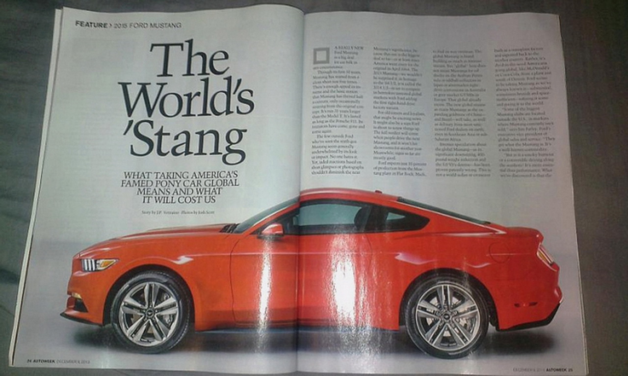 Photo du magazine Autoweek présentant la nouvelle Ford Mustang 2015