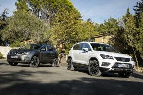 3/4 avant nissan qashqai vs seat ateca blanc