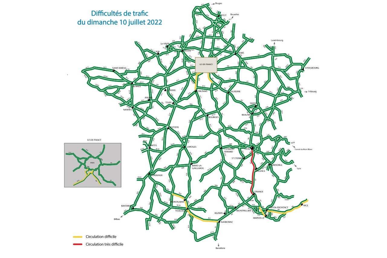 traffic map sunday july 10