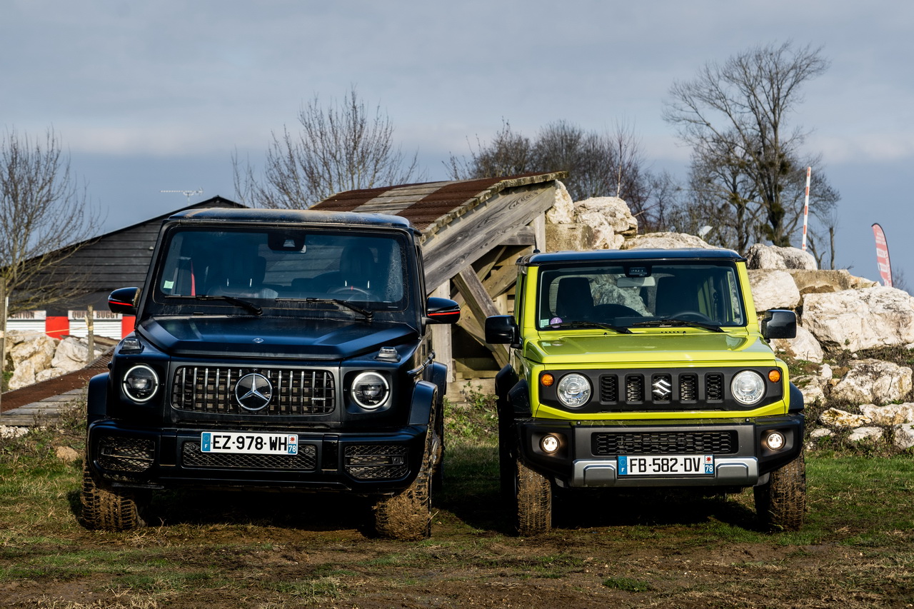 Duel entre le Suzuki Jimny et le Mercedes Classe G 63 AMG en images | L