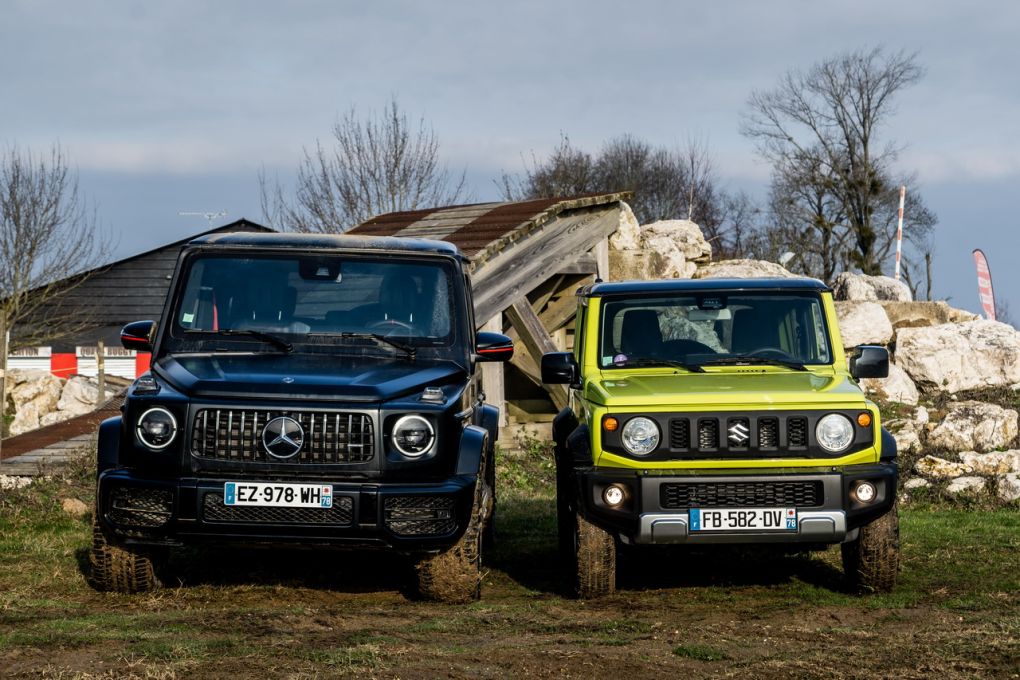 Duel entre le Suzuki Jimny et le Mercedes Classe G 63 AMG en images Suzuki Jimny vs Mercedes