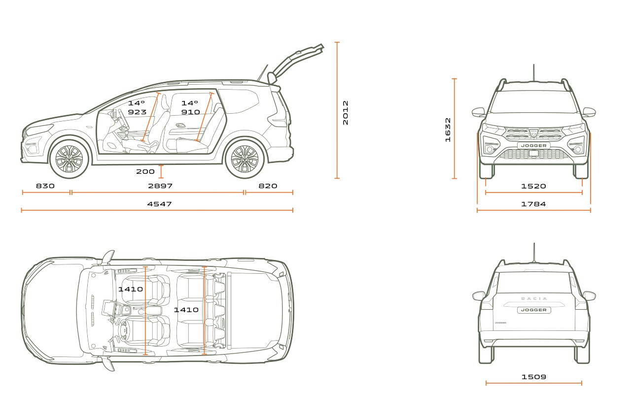 Photo 5 Dacia Jogger 2022 dimensions schéma technique 5 places Dacia Jogger (2022). Prix