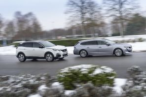 Peugeot 508 SW Allure et Peugeot 3008 GT LIne action de profil droit