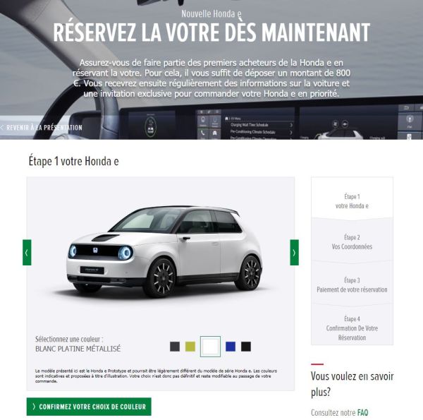 Honda e (2019) : les réservations de la Honda électrique sont ouvertes
