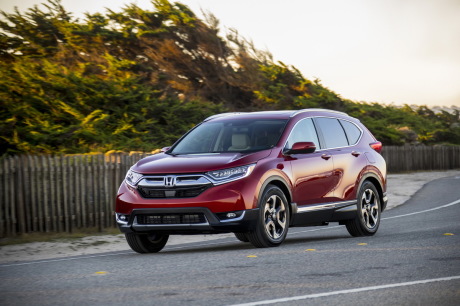 Honda CR-V rouge 3/4 avant dynamique Francfort 2017