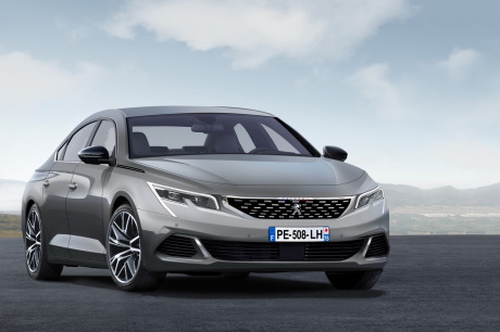 Peugeot 508 2018 vue avant illustration didier ric coupe franche grise et bordeaux