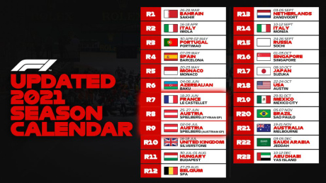 Calendrier F1 2021 sans Turquie