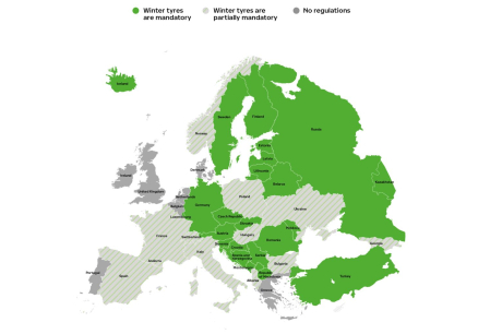 carte pneus hiver Europe