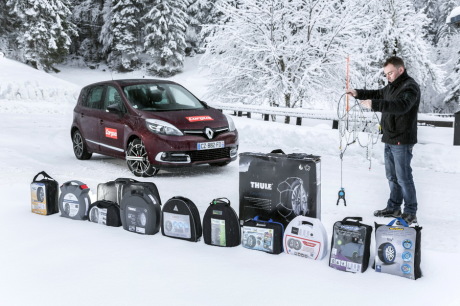 renault Scénic neige hiver chaines chaussettes