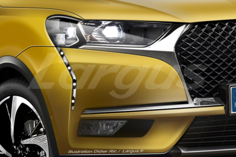 illustration photomontage futur DS3 Crossback 2019 vue phare jaune