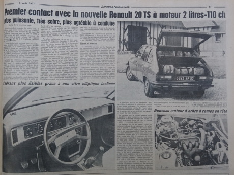 L'argus essai Renault 20 TS du 4 août 1977