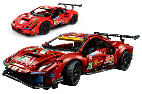 différences entre le kit Ferrari 488 GTE Lego Technic 42125 et le prototype