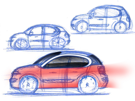 croquis design nouvelle Citroën C3 III 2016 vue de profil