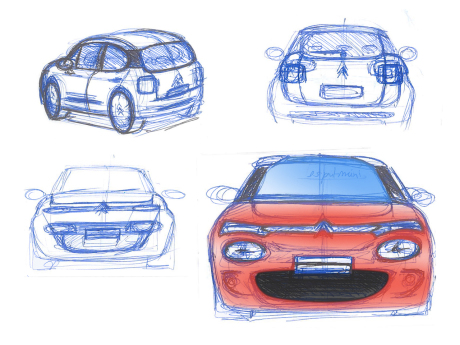 croquis sketch design nouvelle Citroën C3 3 III 2016