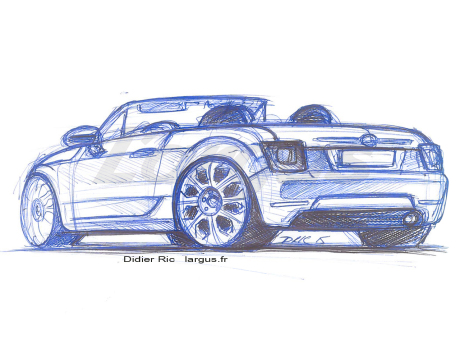 croquis design sketch vue arrière nouvelle Fiat 124 Spider 2016