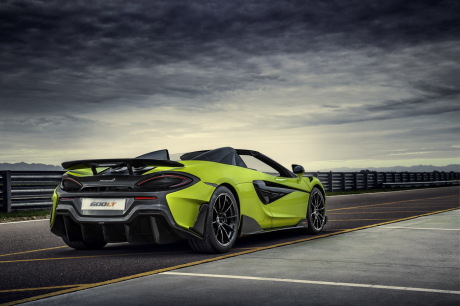 Ligne ultra-basse, aileron mobile et carrosserie taill̮̩e pour l'a̮̩rodynamique : la 600 LT Spider y ajoute le charme de la conduite ̮ ciel ouvert.