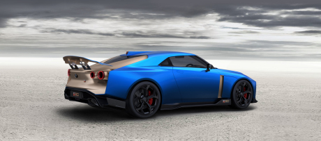 Nissan GT-R50 by Italdesign vue arriÚre bleue