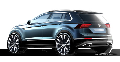 Premier dessin officiel du nouveau Volkswagen Tiguan 2016 salon de francfort 2015