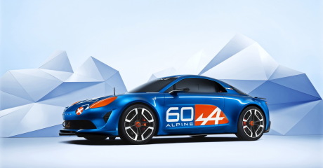 Nouvelle Alpine Celebration concept car prefigurant la future Alpine A110 de route vue avant gauche