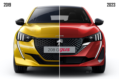 illustration Peugeot 208 restylée et non restylée